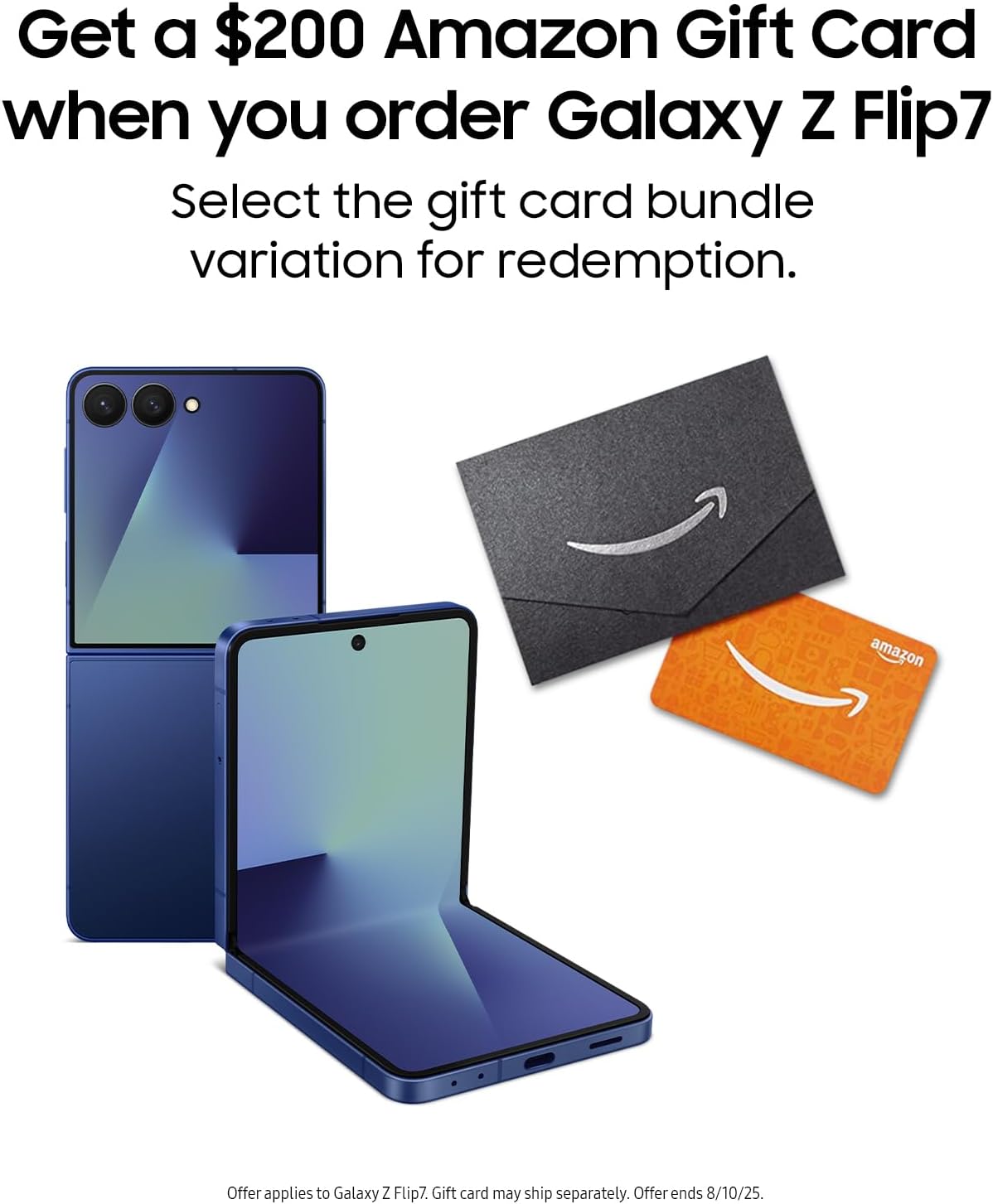 Samsung Galaxy Z Flip7 Cell Phone with Gift Card and 512GB Storage