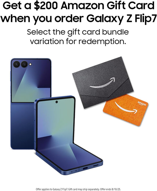 Samsung Galaxy Z Flip7 Cell Phone with Gift Card and 512GB Storage