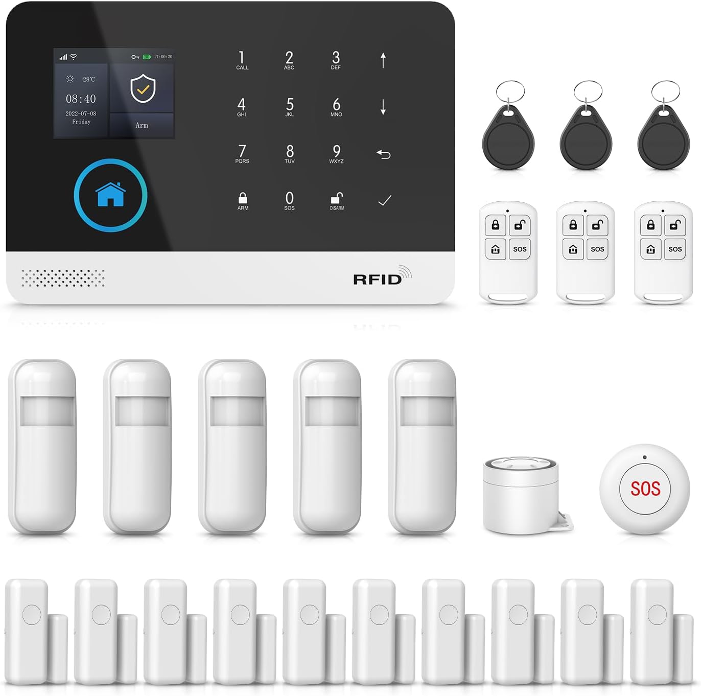 WiFi Alarm System with 2.4in Screen for Home Security Needs
