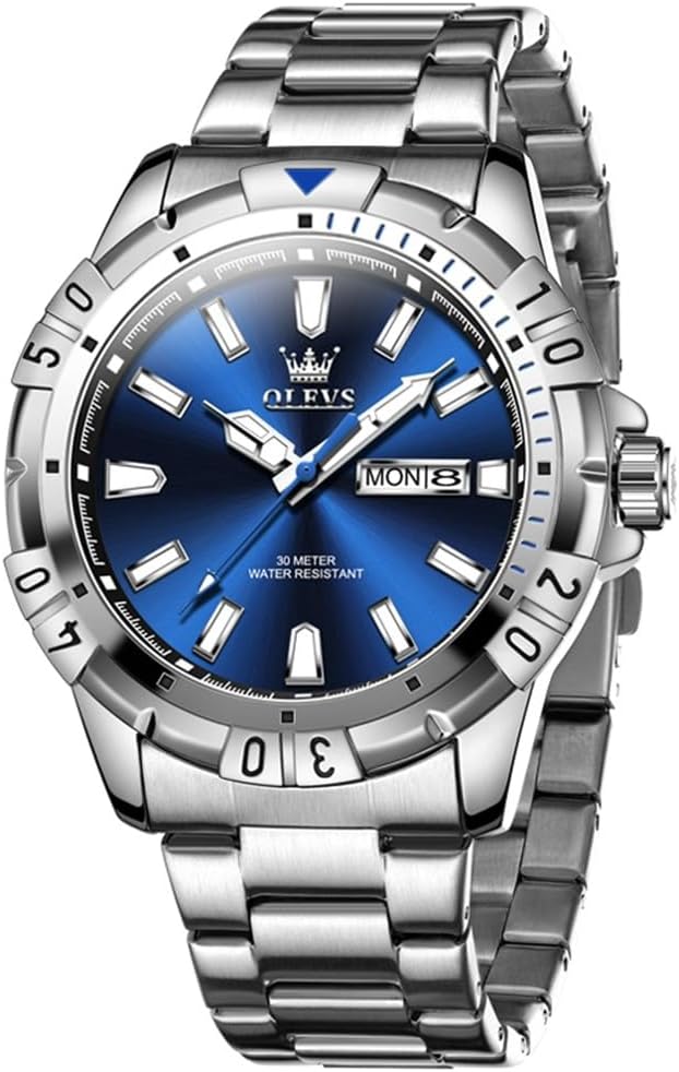 OLEVS Men's Large Face Dress Watch, Day Date Luminous, Waterproof