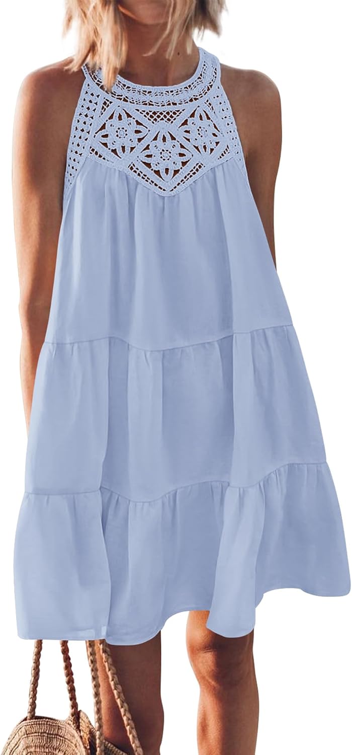 BTFBM Women Summer Halter Dresses for Beach Vacation Style