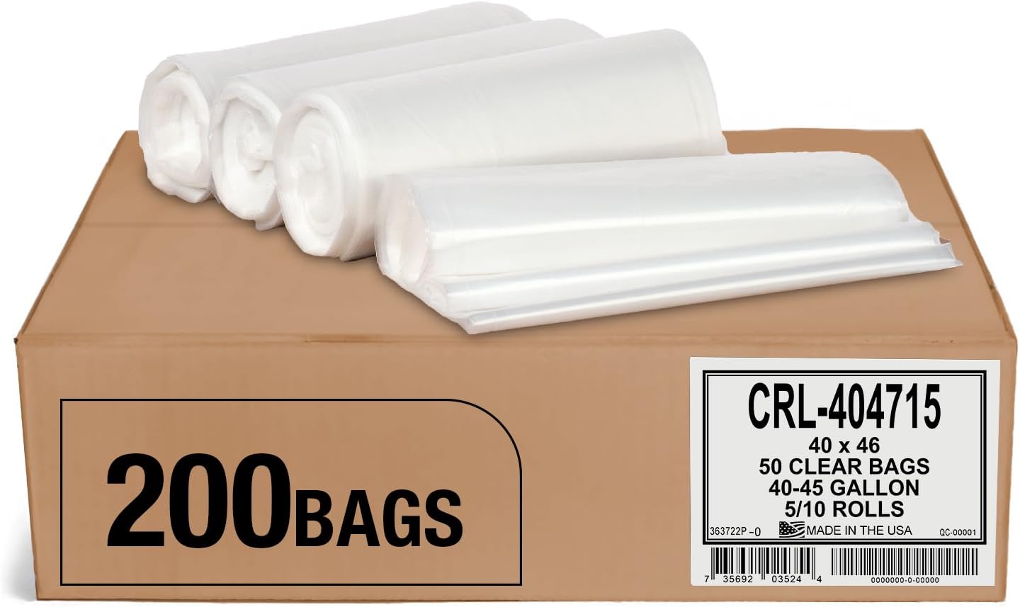 Aluf Plastics 45 Gallon Clear Garbage Bags for Heavy Duty Use