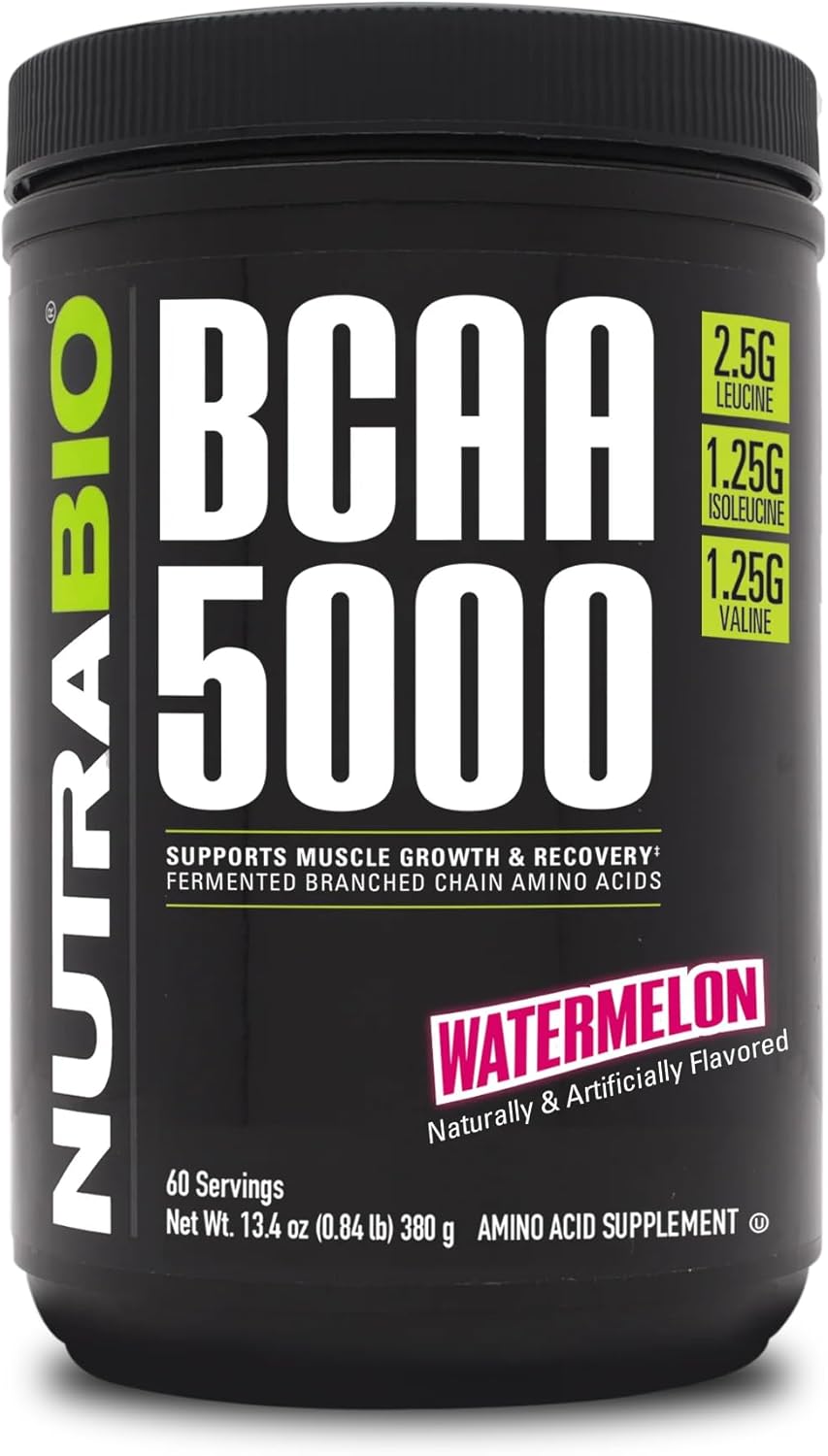 NutraBio BCAA 5000 Powder - Vegan BCAAs for Muscle Growth