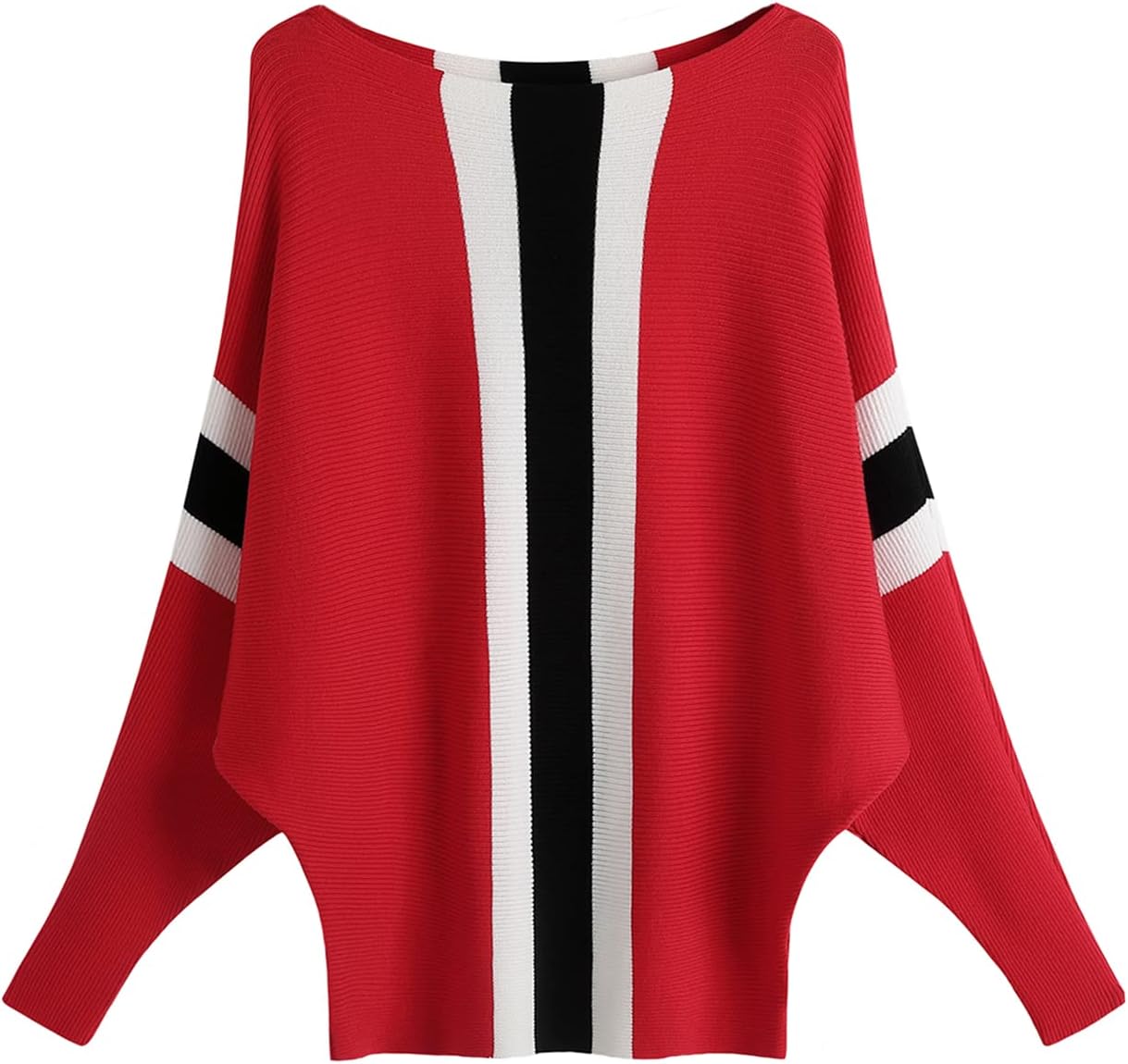 GABERLY Boat Neck Batwing Sleeves Oversized Sweater for Women