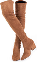 Over The Knee Block Heel Boots for Women - Chunky 3 in Heel
