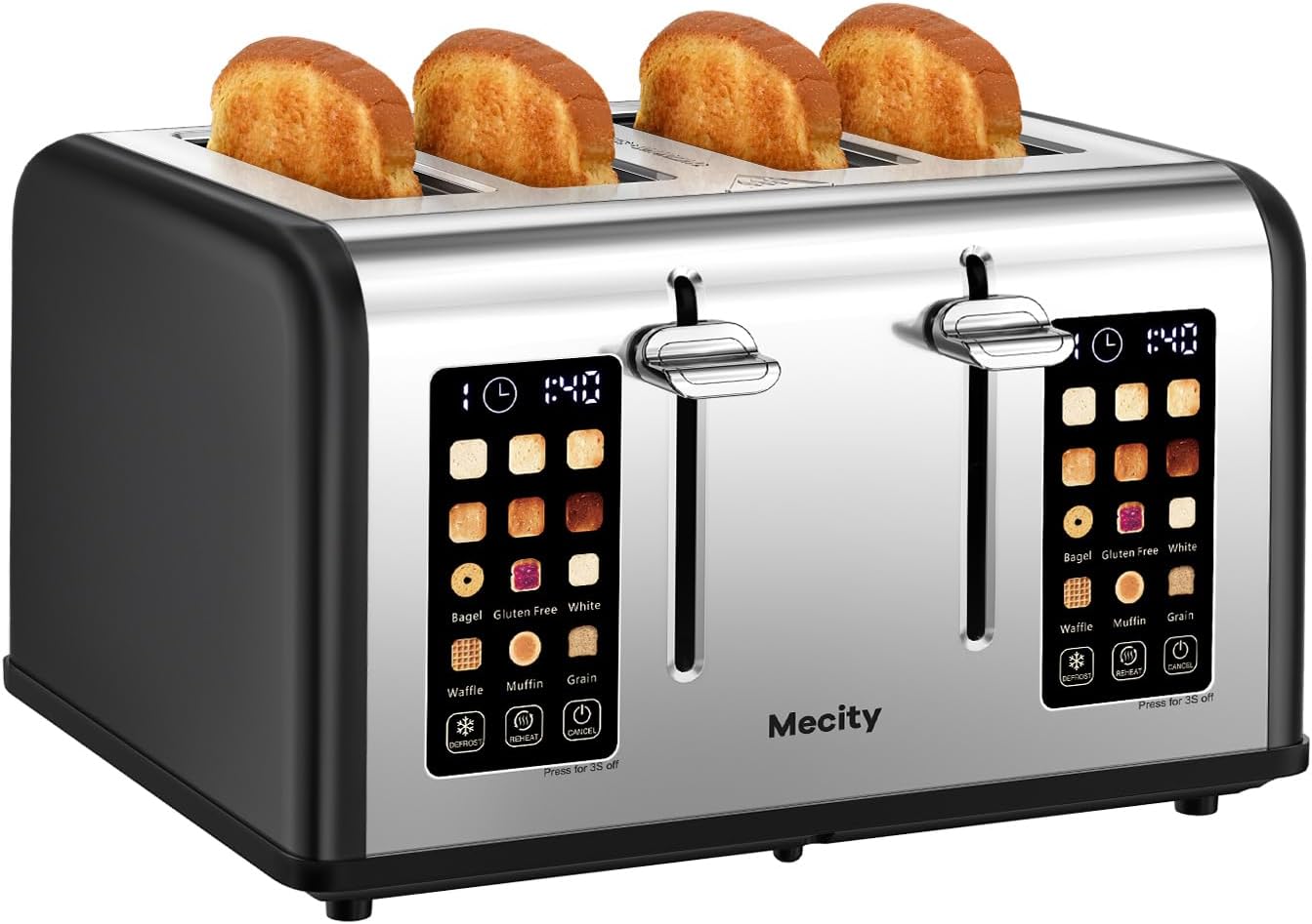 Mecity 4 Slice Toaster with Touch Screen Control for Perfect Toast