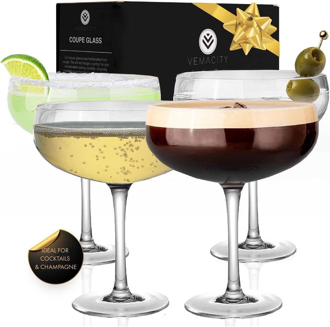 Elegant Espresso Martini Glasses Set of 4 for Home Bar Use