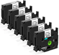 6-Pack Black on White Label Tape Refill for Brother P-Touch TZ TZe 12mm