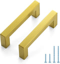 JOY DECOR Gold Cabinet Handles 3-1/2 in Hole Center - Modern Square