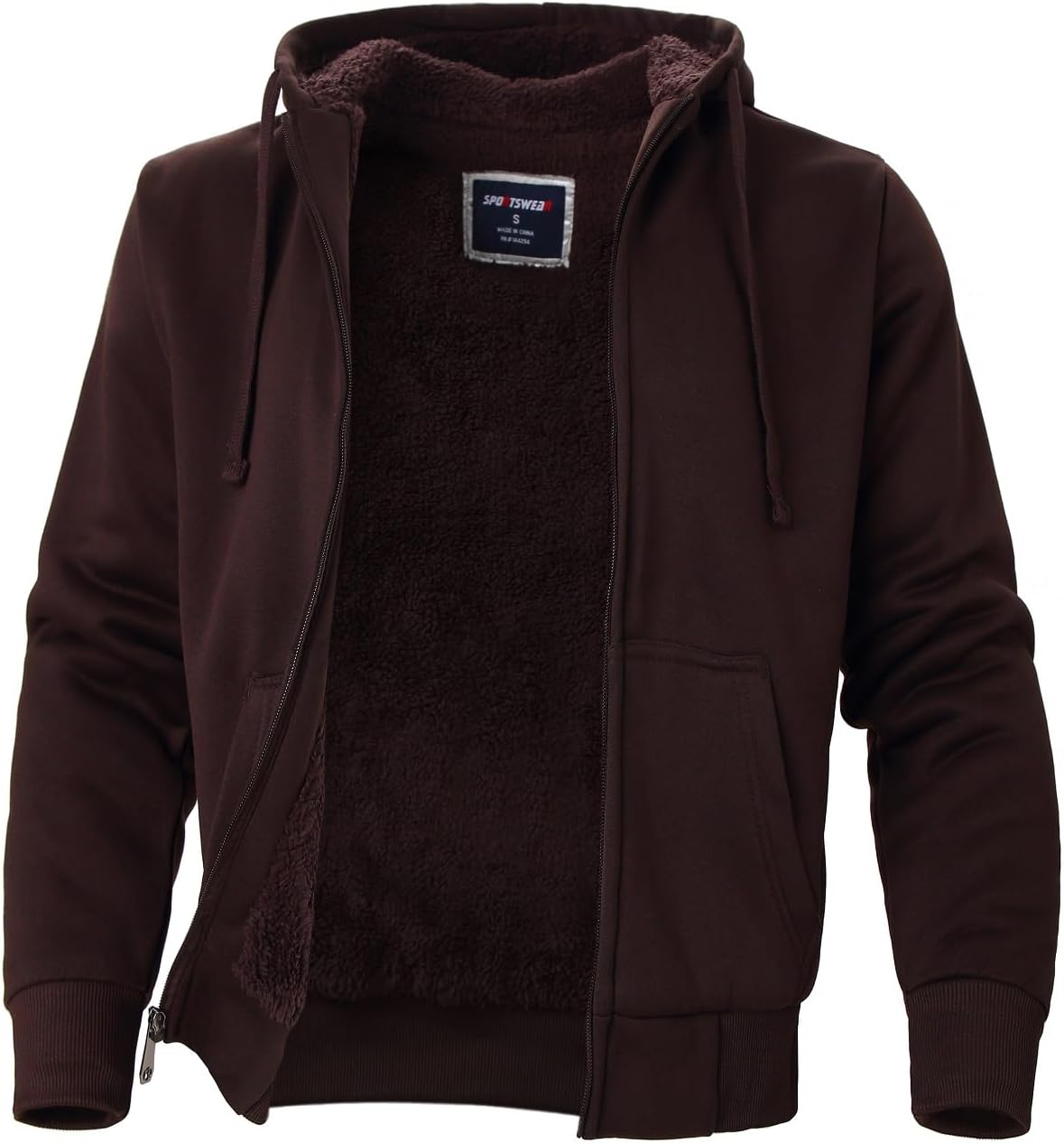 Facitisu Heavyweight Sherpa Lined Fleece Hoodie for Men