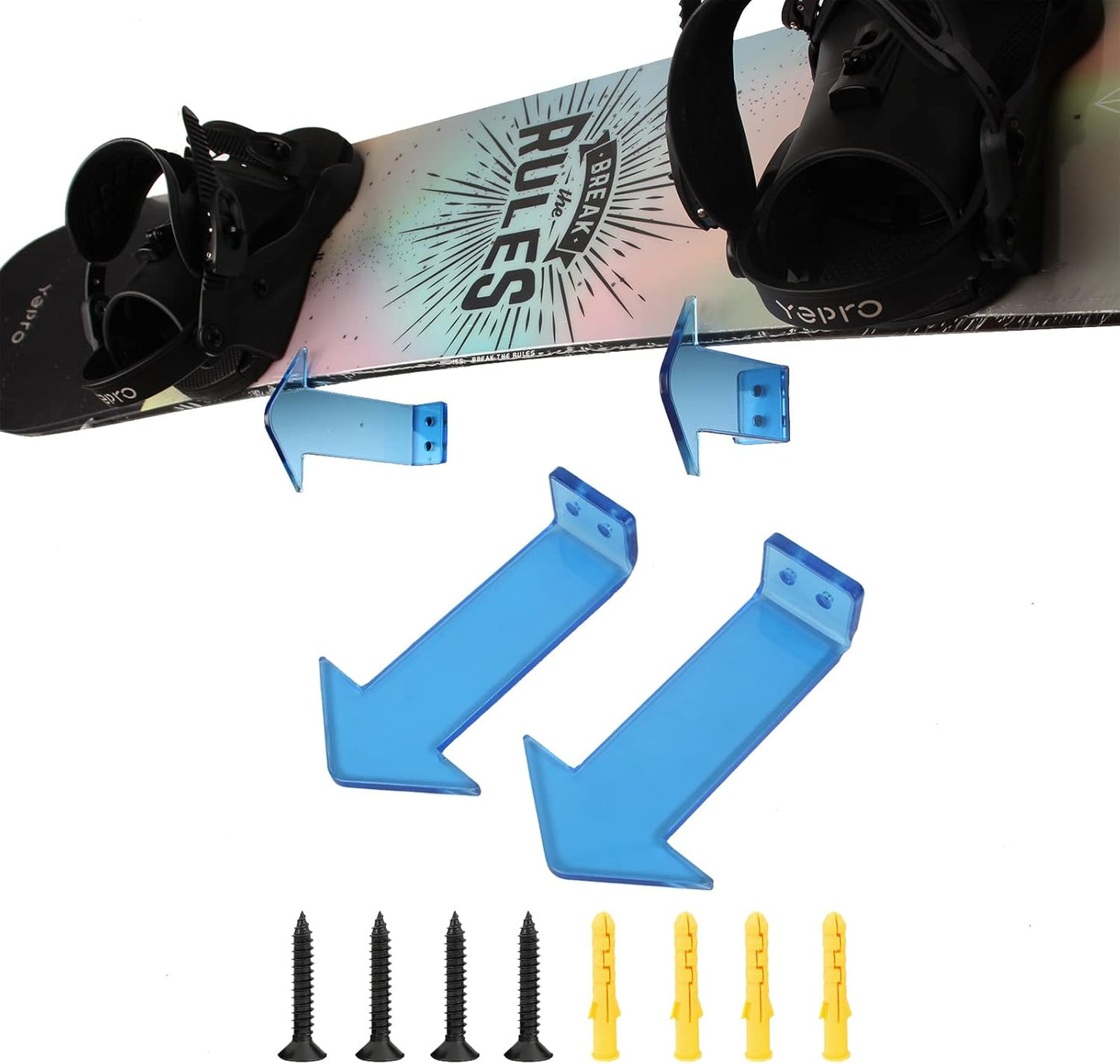 BEITESI Blue Acrylic Snowboard Wall Mounts - Organize with Style!