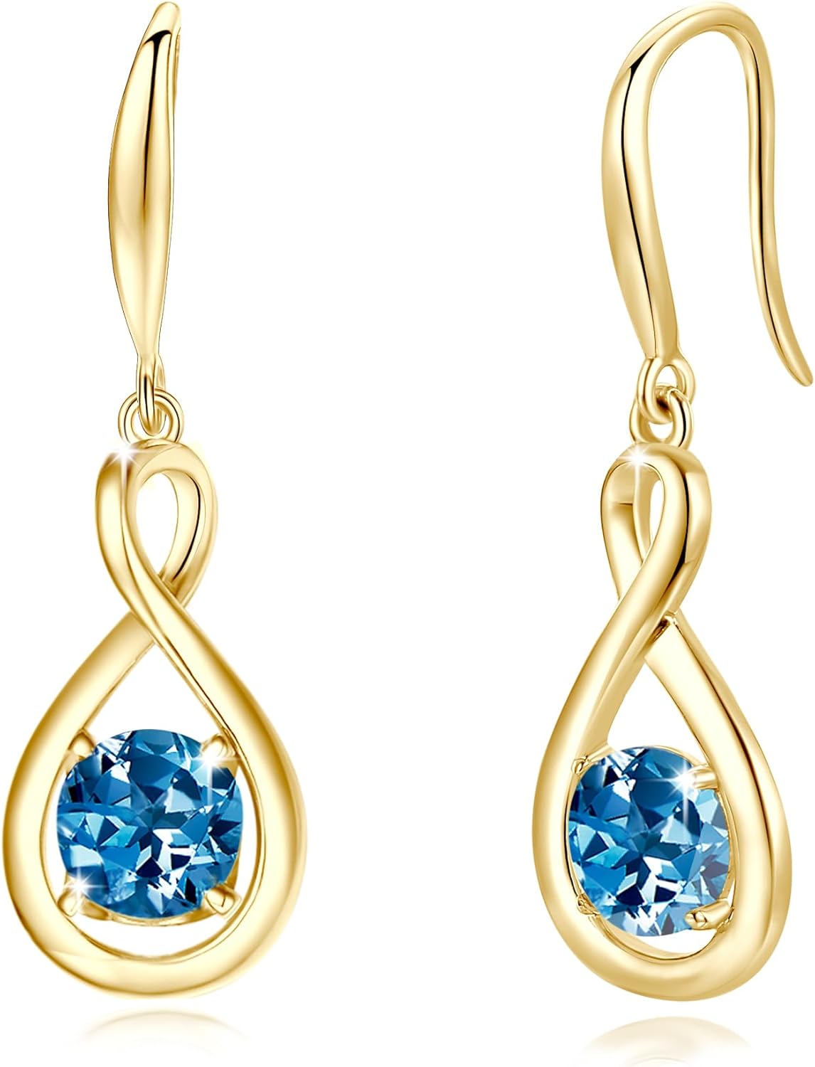 Dangle Drop Earrings in 925 Sterling Silver with Birthstone