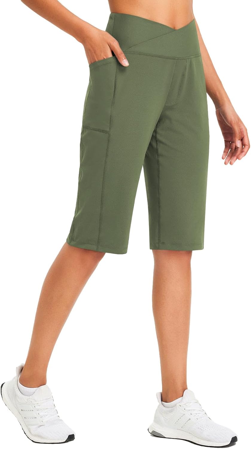 Baleaf Womens Bermuda Long Shorts for Summer Activities