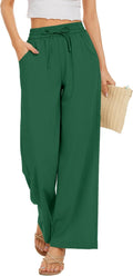 Women Flowy Pants Drawstring Waist Wide Leg Palazzo - Lightweight will
