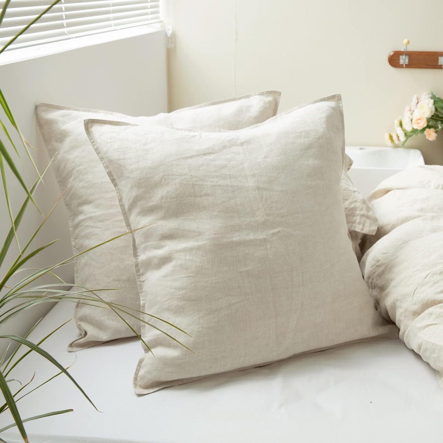 100% Washed Linen Euro Shams for Stylish Home Decor