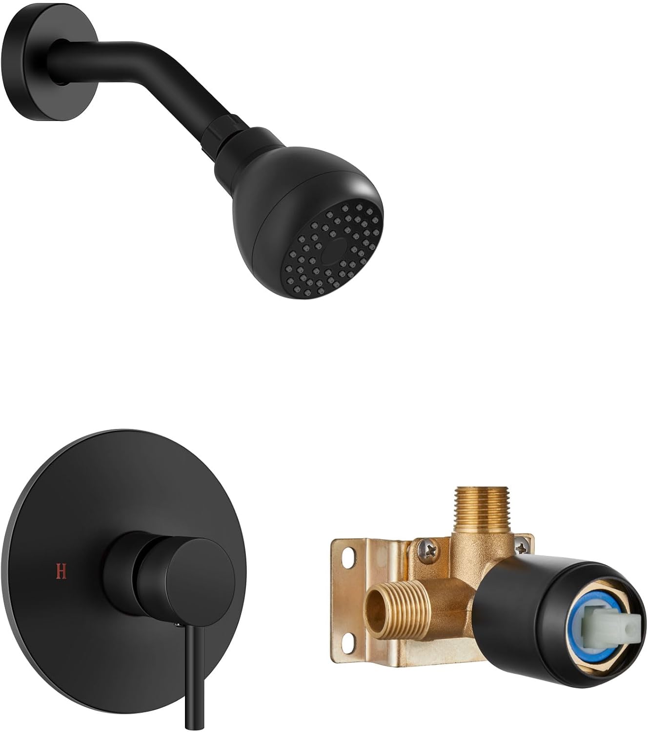 Shower Faucet and Head Set with Rough-in Valve for Comfort