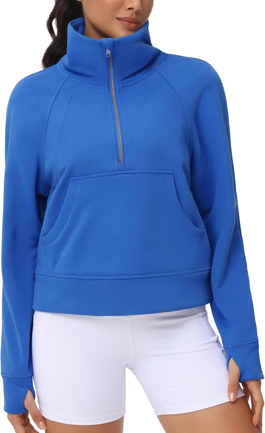 Womens' Half Zip Pullover Fleece Sweatshirt with Pockets