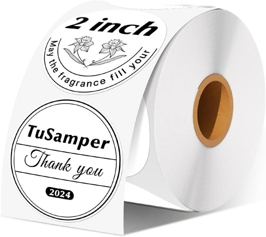 500 Self-Adhesive 2 Round Thermal Labels for DIY Design | TuSamper