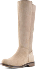 Knee High Flat Boots for Women - Comfortable Stretchy Side Zip