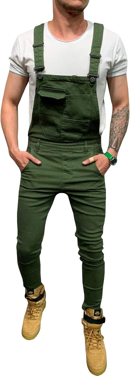 LONGBIDA Men's Denim Bib Overalls for Casual Fashion Style