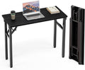 Small Computer Desk Folding Table Dark Oak - 35.8in Foldable Desk