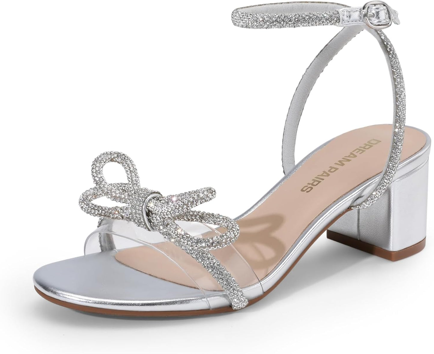 DREAM PAIRS Women's Double Bowknots Crystal Sandals for Weddings