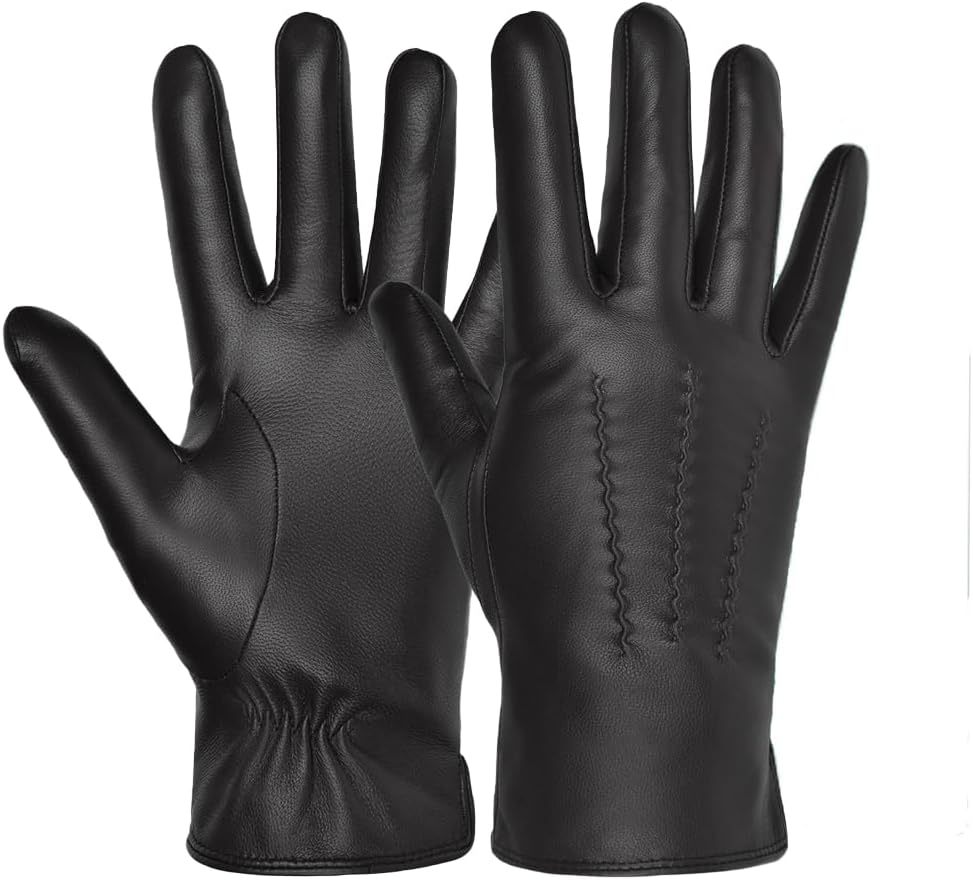 Harssidanzar Men's Luxury Fur Touchscreen Gloves