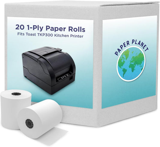 TKP300 Kitchen Printer Paper | Smooth 1-Ply Bond | 20 Rolls