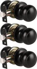 KNOBWELL Matte Black Passage Door Knobs 3 Pack - Modern Interior Set