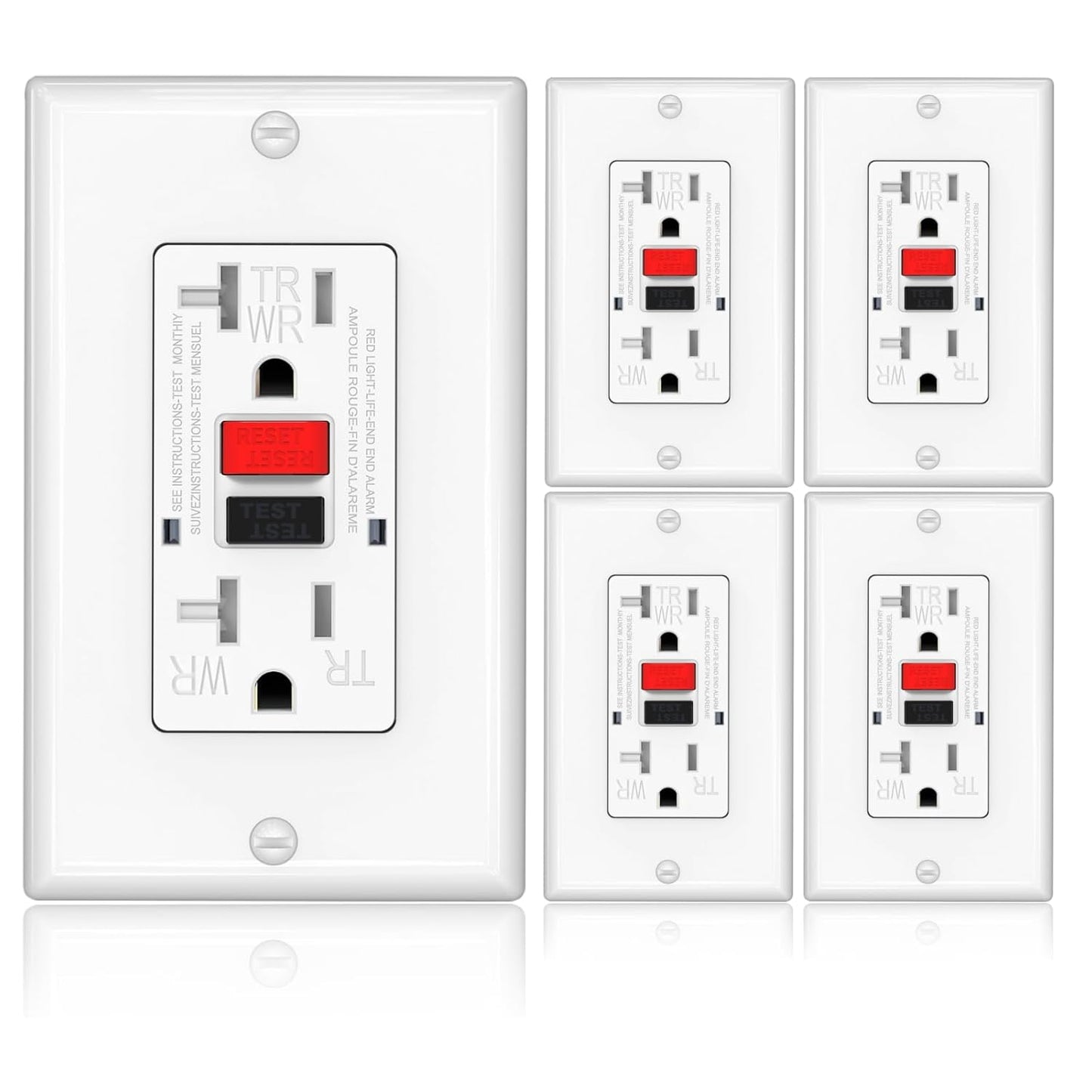 GFCI Outlet Weather Resistant Tamper Resistant 20 Amp 5 Pack