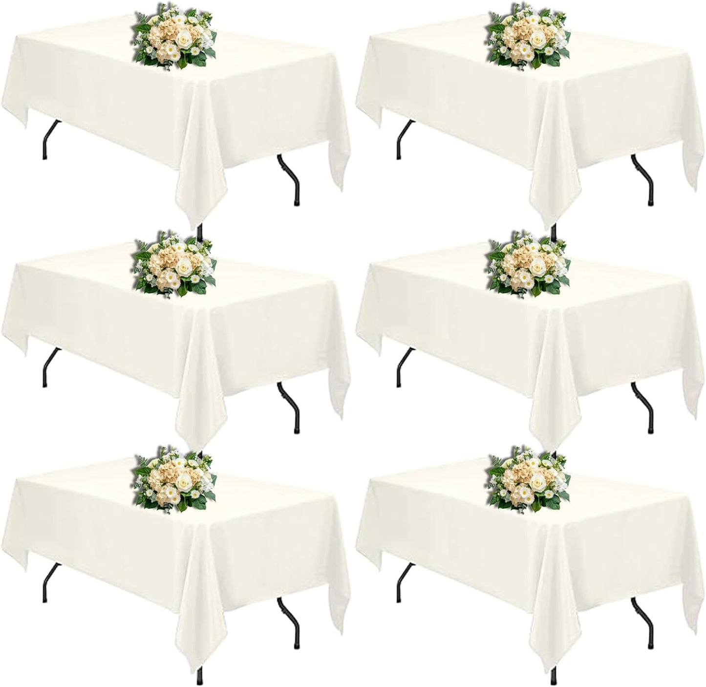 Ivory Polyester Table Cloth 60 x 84 Inch for Parties and Weddings