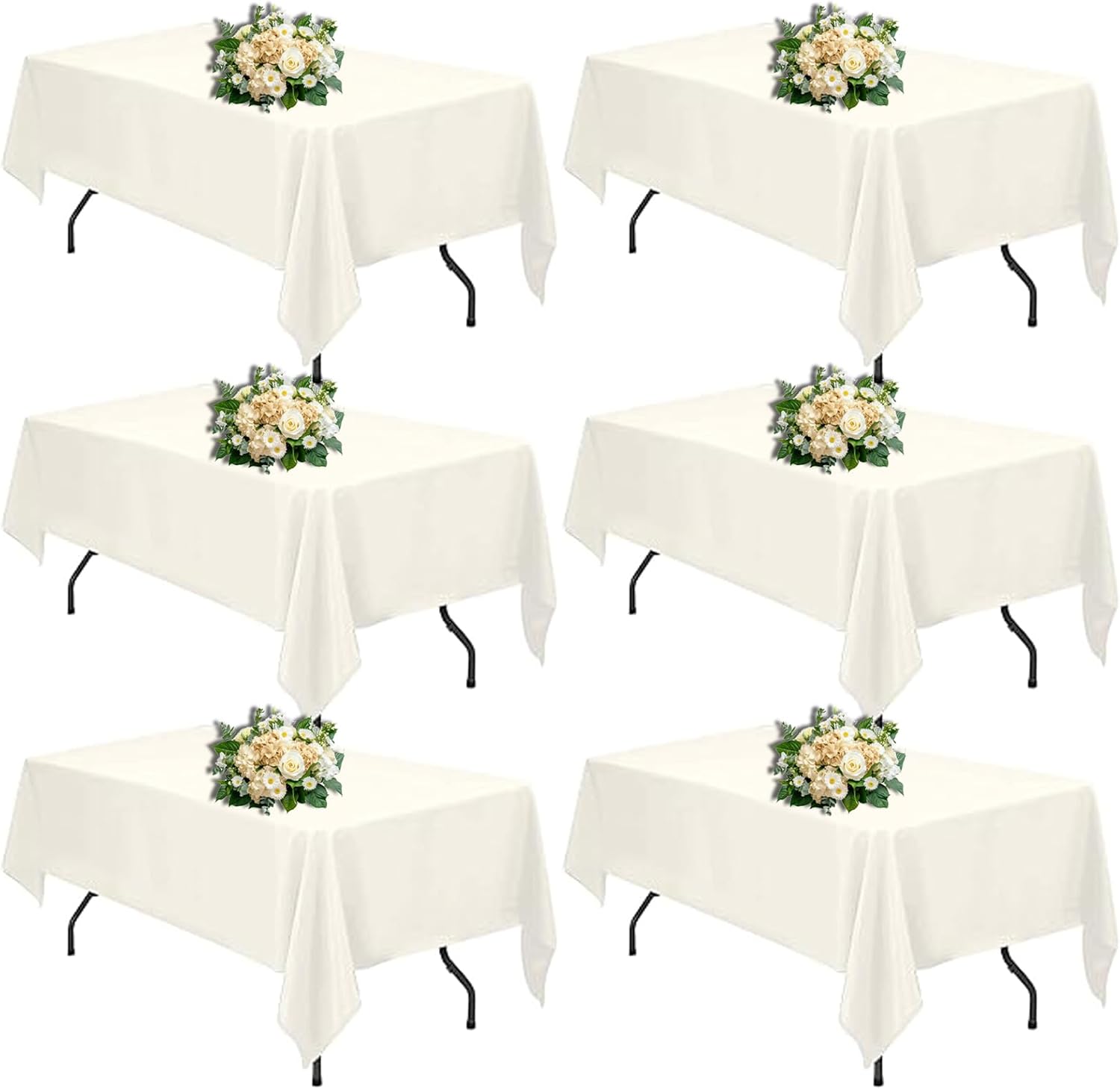 Ivory Polyester Table Cloth 60 x 84 Inch for Parties and Weddings