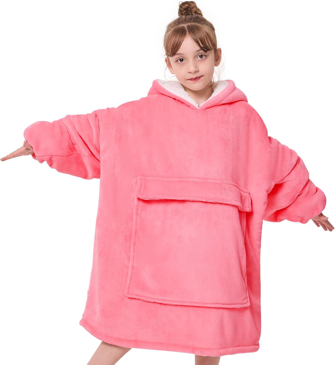 Yescool Wearable Blanket Hoodie for Kids - Cozy Sherpa Flannel