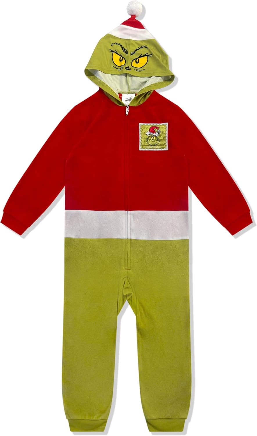 Grinch Kids Onesie Pajamas - Cozy Long Sleeve Zip Up Costume