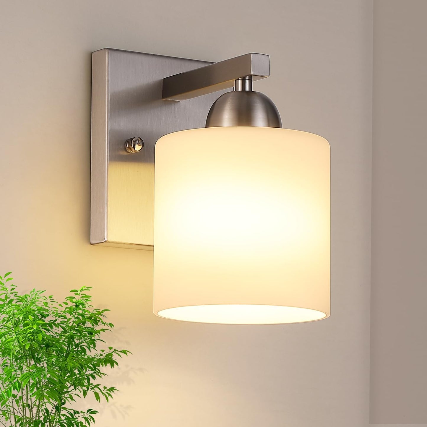 Brushed Nickel Milk Glass Wall Sconces for Modern Lighting