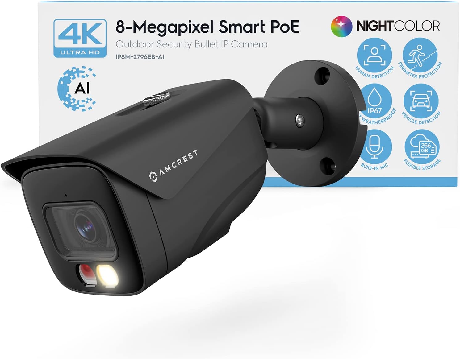 Amcrest UltraHD 4K IP PoE AI Camera with Night Vision