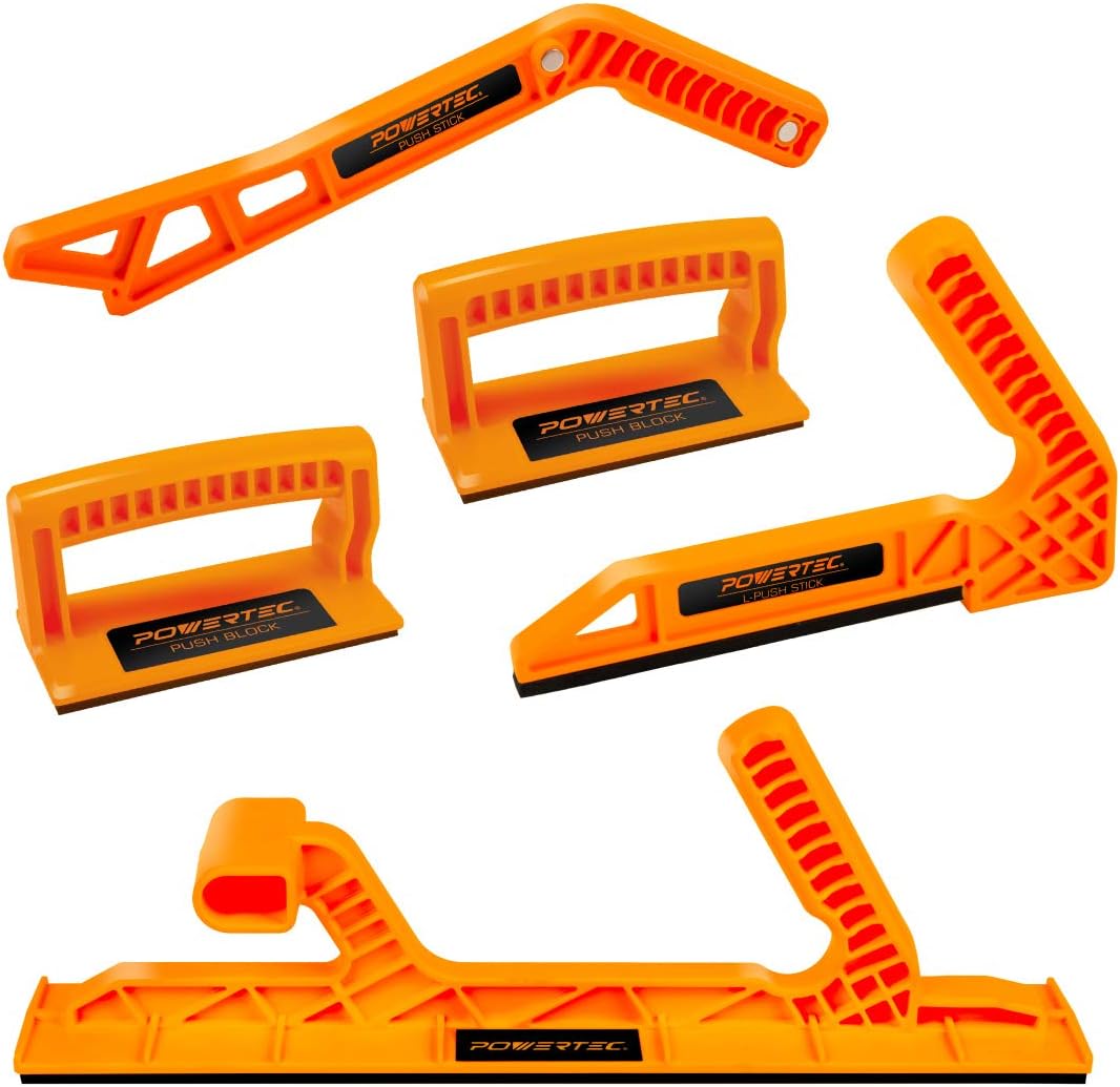 POWERTEC Push Stick & Block Set for Enhanced Woodworking Safety