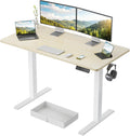 48x24 Electric Standing Desk with Drawer - Maple Sit Stand Table