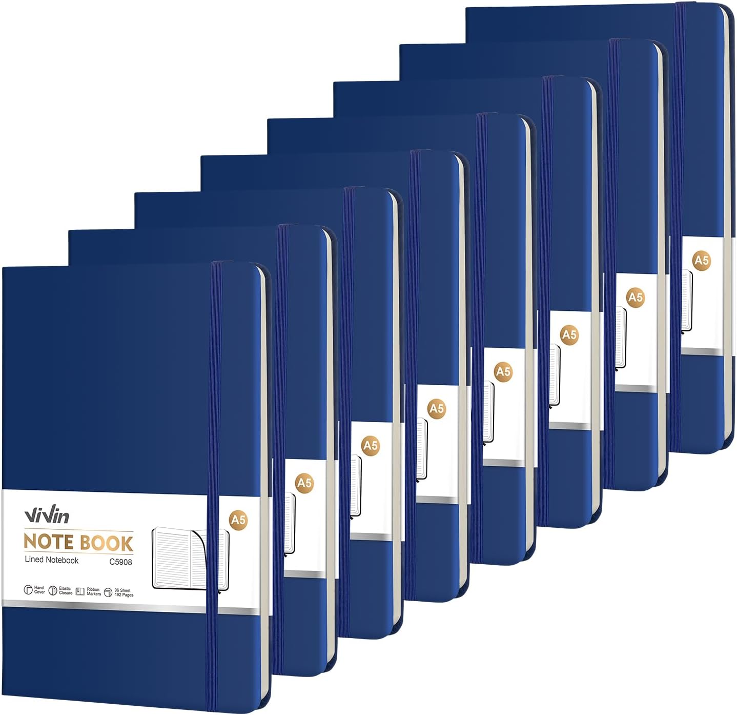 ViVin Navy Blue A5 Journal 192pg: Ideal for Business & School