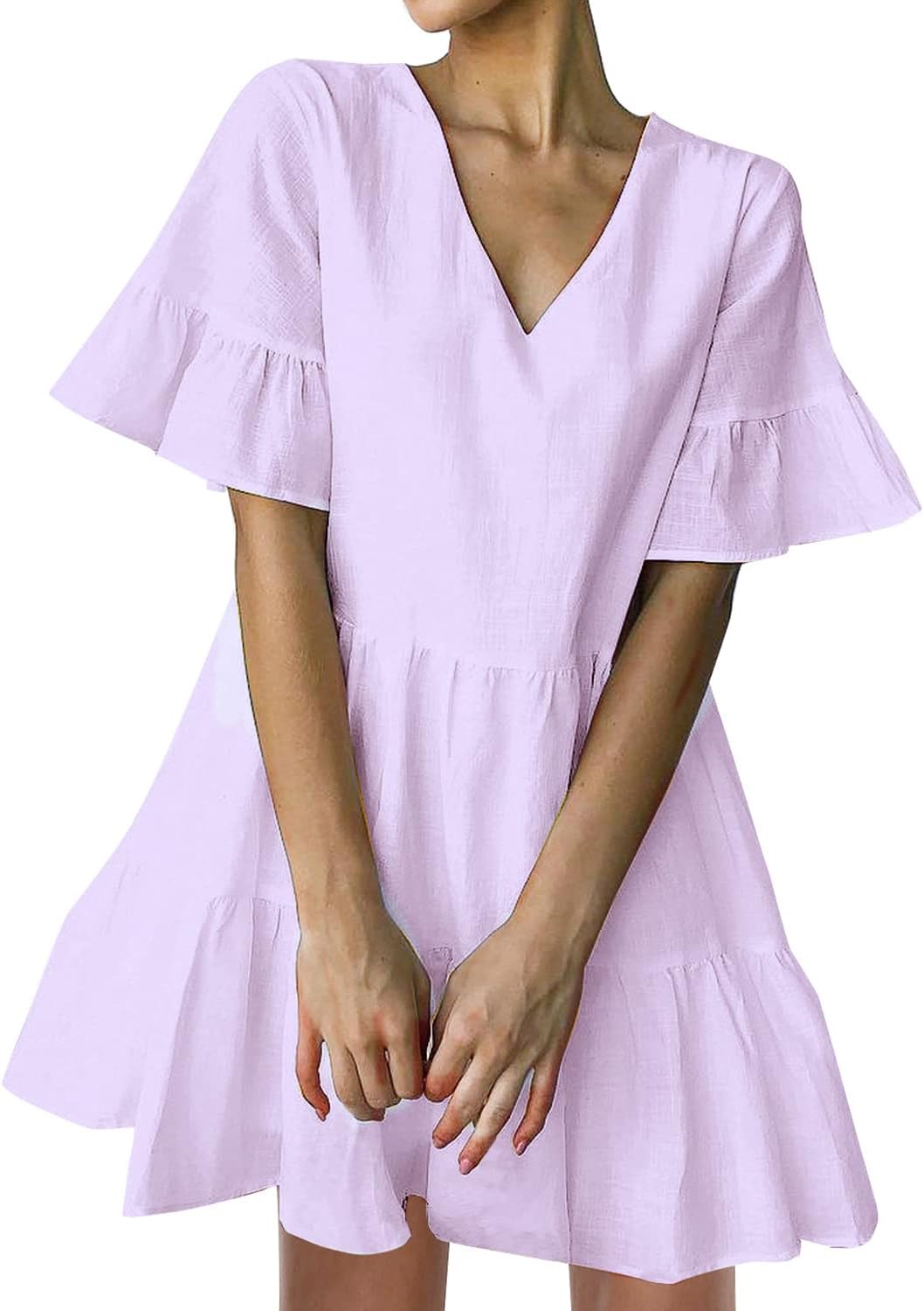 Cute V Neck Shift Dress with Pockets for Summer Fun