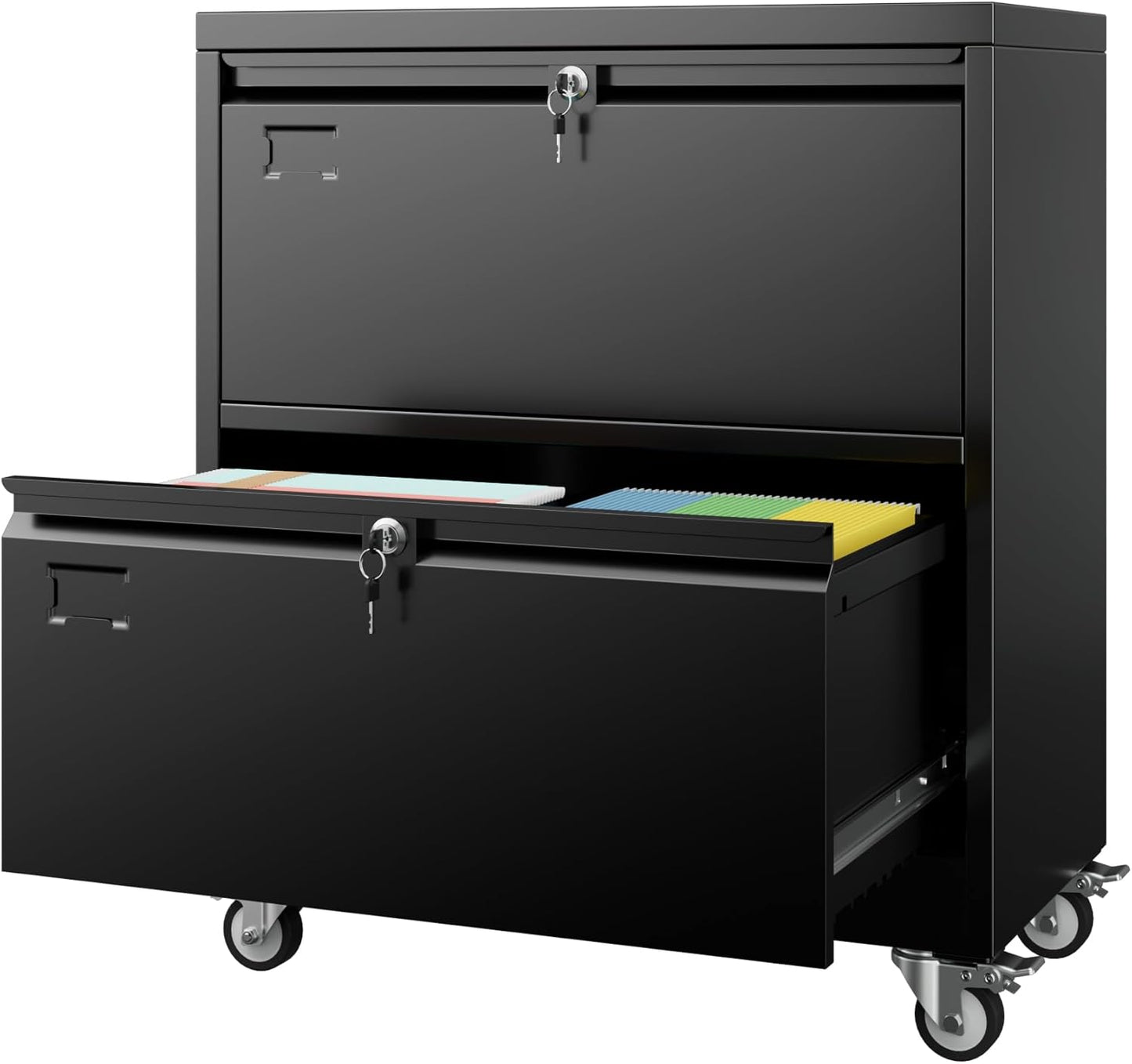 Aobabo 2 Drawer Lateral File Cabinet with Wheels for Home Office