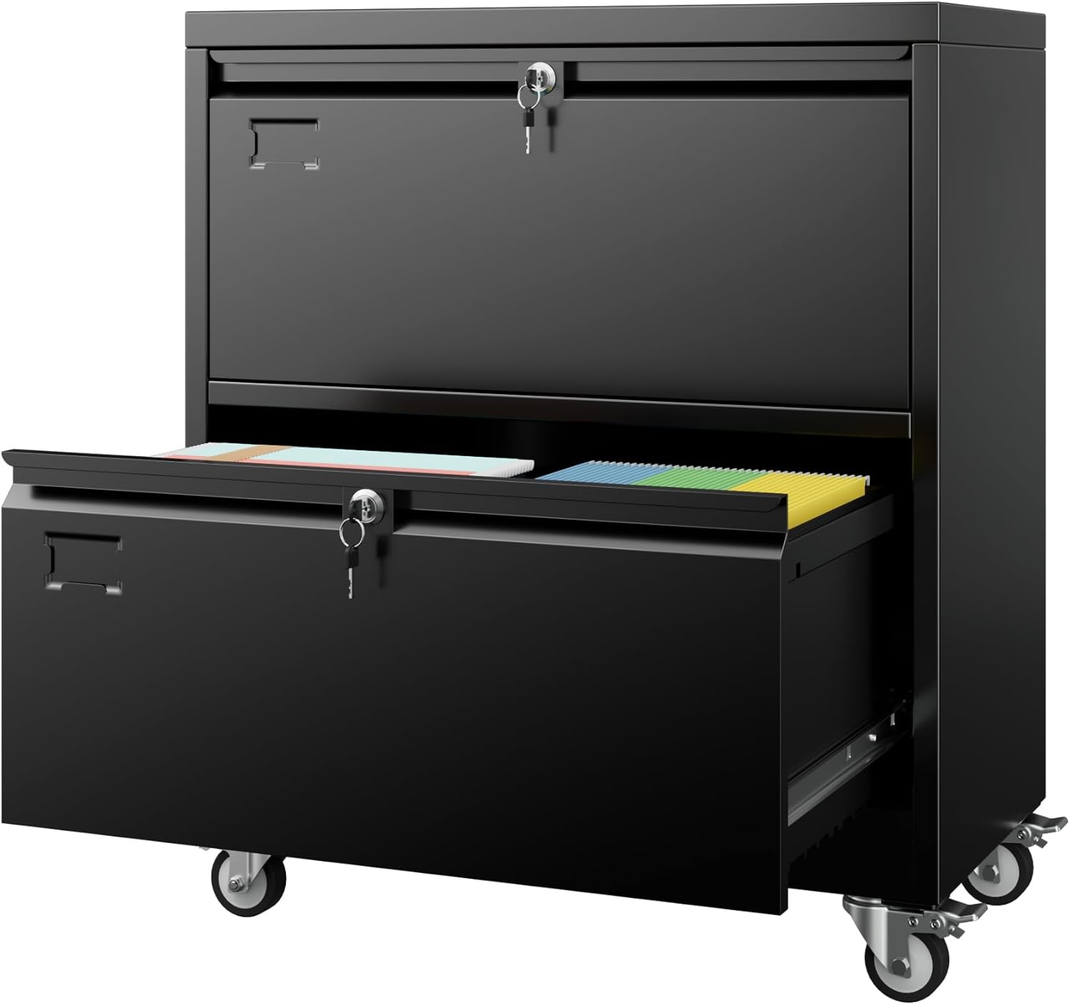 Aobabo 2 Drawer Lateral File Cabinet with Wheels for Home Office