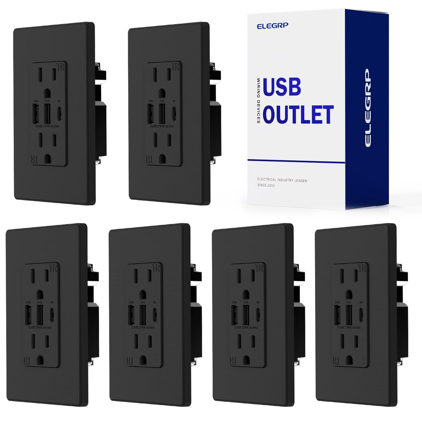 ELEGRP USB Outlets Receptacles with 3 Ports for Efficient Charging