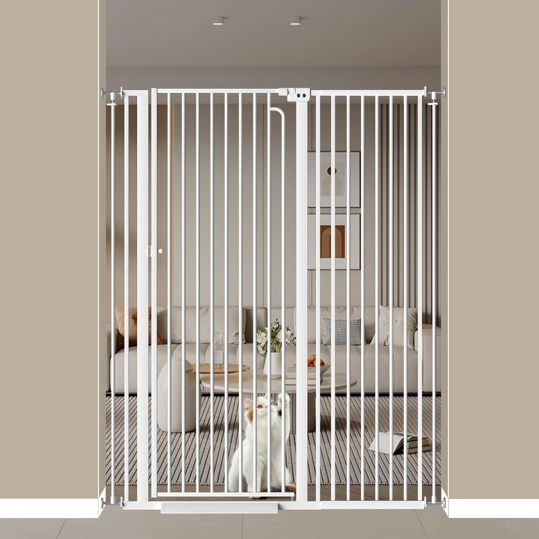 57 Inch Extra Tall Cat Gate for Doorway and Indoor Use