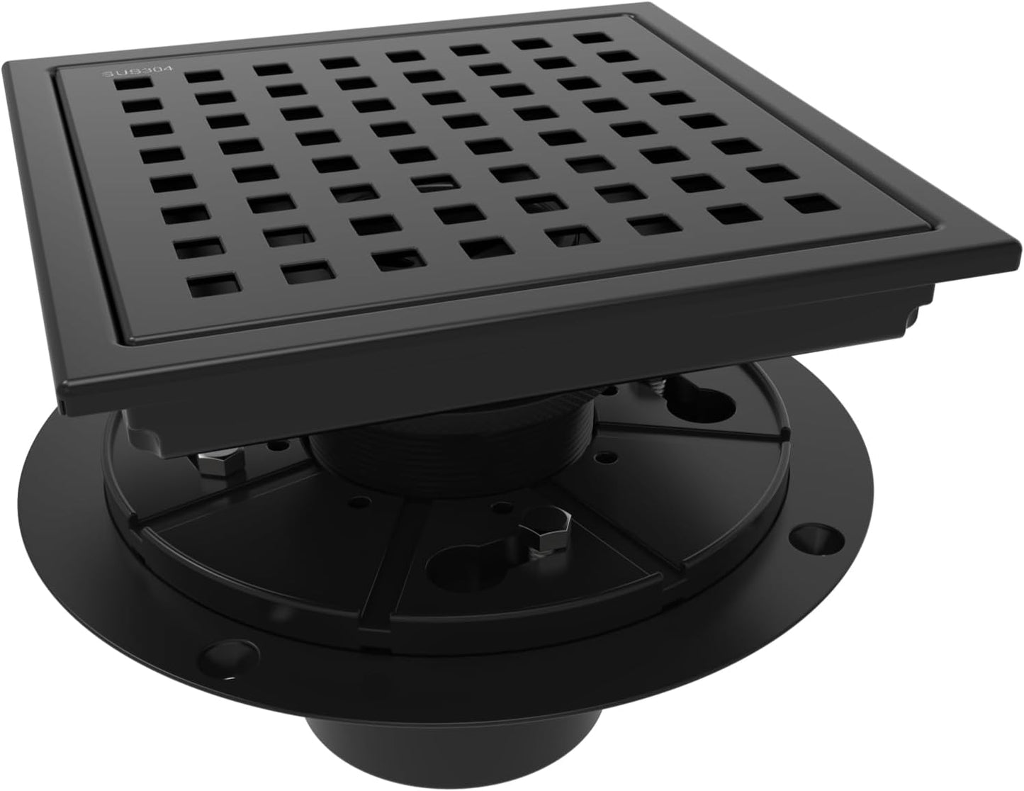 WEBANG 6 Inch Square Shower Drain with Flange for Efficient Drainage