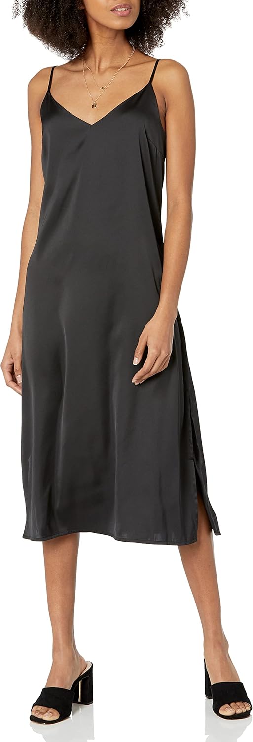 The Drop Women's Ana Silky V-Neck Midi Slip Dress Review