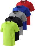 5 Pack Boys Athletic T Shirts - Dry Fit Performance Tees Liberty