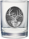 Heritage Pewter White Tail Deer Double Old Fashion Glass 14 OZ