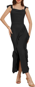 GRACE KARIN Cowl Neck Sleeveless Fishtail Maxi Dress - Elegant Slit