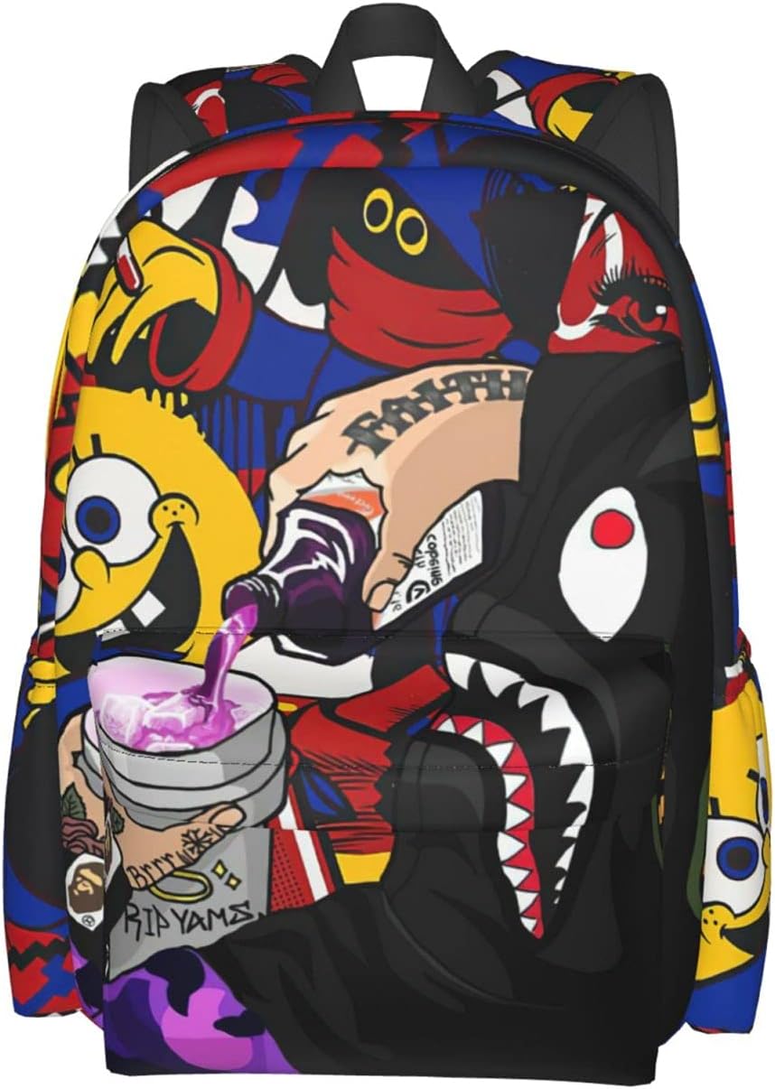 Backpack Shark Teeth Camo Travel Laptop Daypack for All